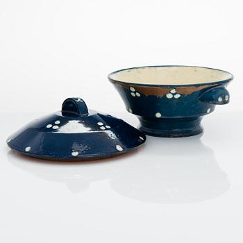 ALFRED WILLIAM FINCH, A serving bowl with lid around 1900 by Iris Finland.