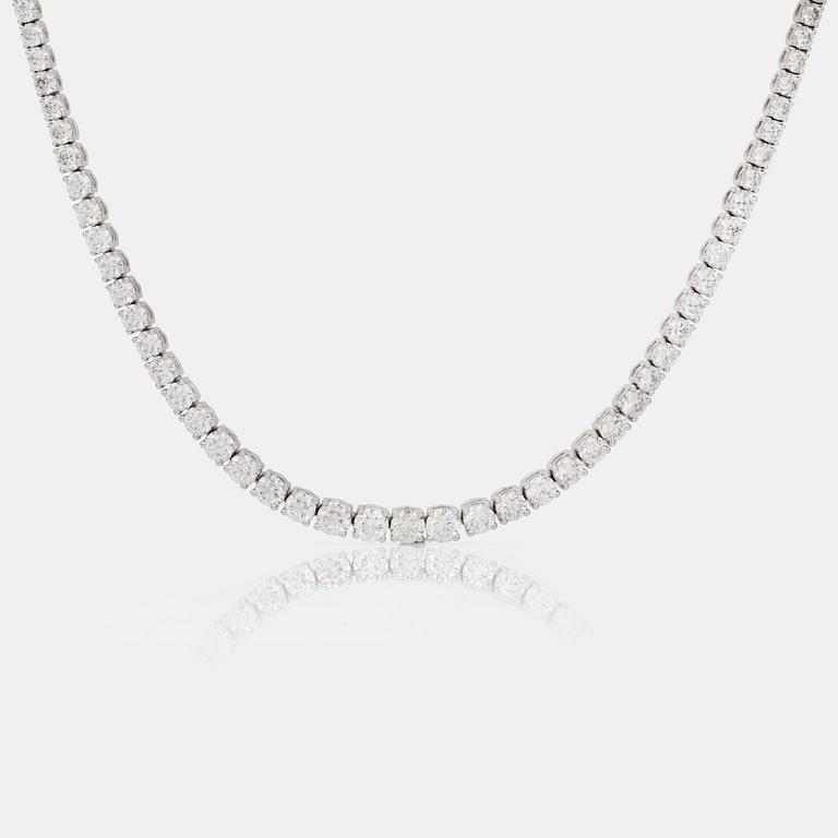 A diamond necklace, 13.09 cts accordning to engraving.