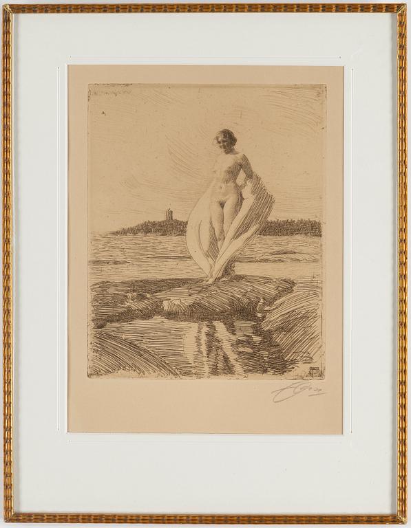 ANDERS ZORN, etsning, 1915, signerad med blyerts.