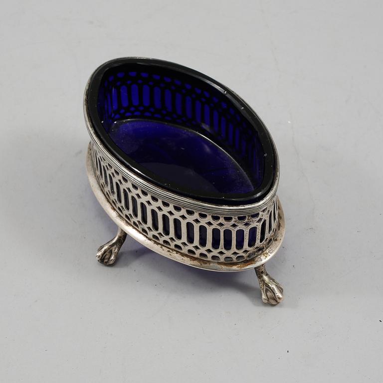 SALTKAR, silver och glas, Pehr Zethelius Stockholm, 1799.