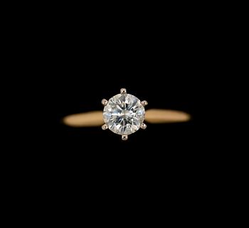 RING, 14 k guld med briljantslipad diamant ca 0.50 ct. Vikt ca 2 g.