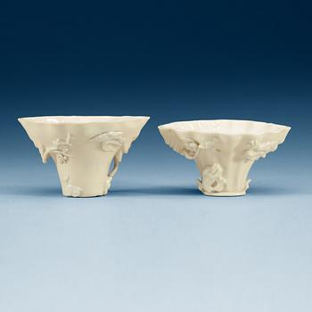 1431. A set of two blanc de chine libation cups, Qing dynasty.