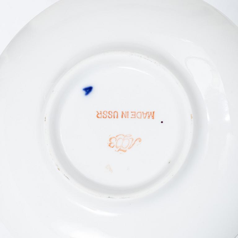 Tweleve coffee cups and saucers, 'Cobalt Net', Lomonosov.