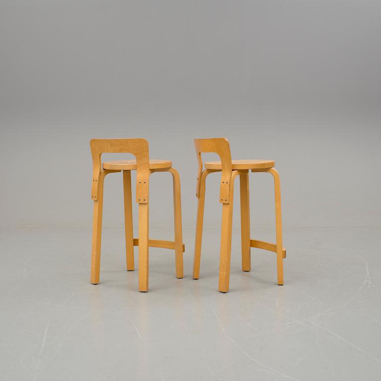 ALVAR AALTO, barstolar, ett par, "K65", Artek. Modellen formgiven 1935.
