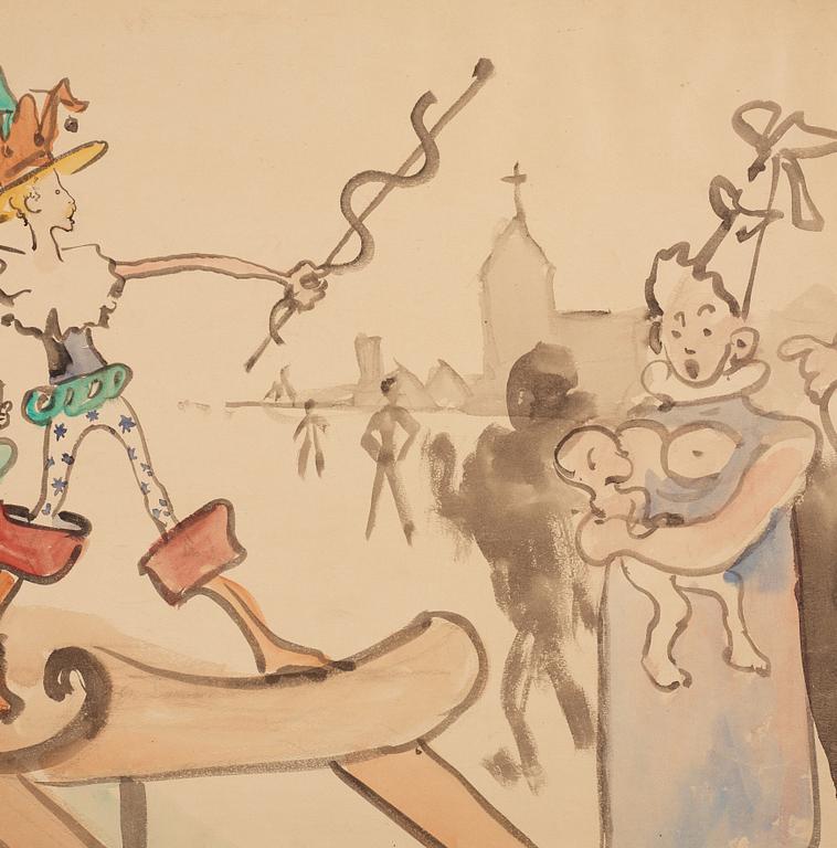 Carl Larsson, utförd 1884. Akvarell och kol på papper uppklistrad på duk.