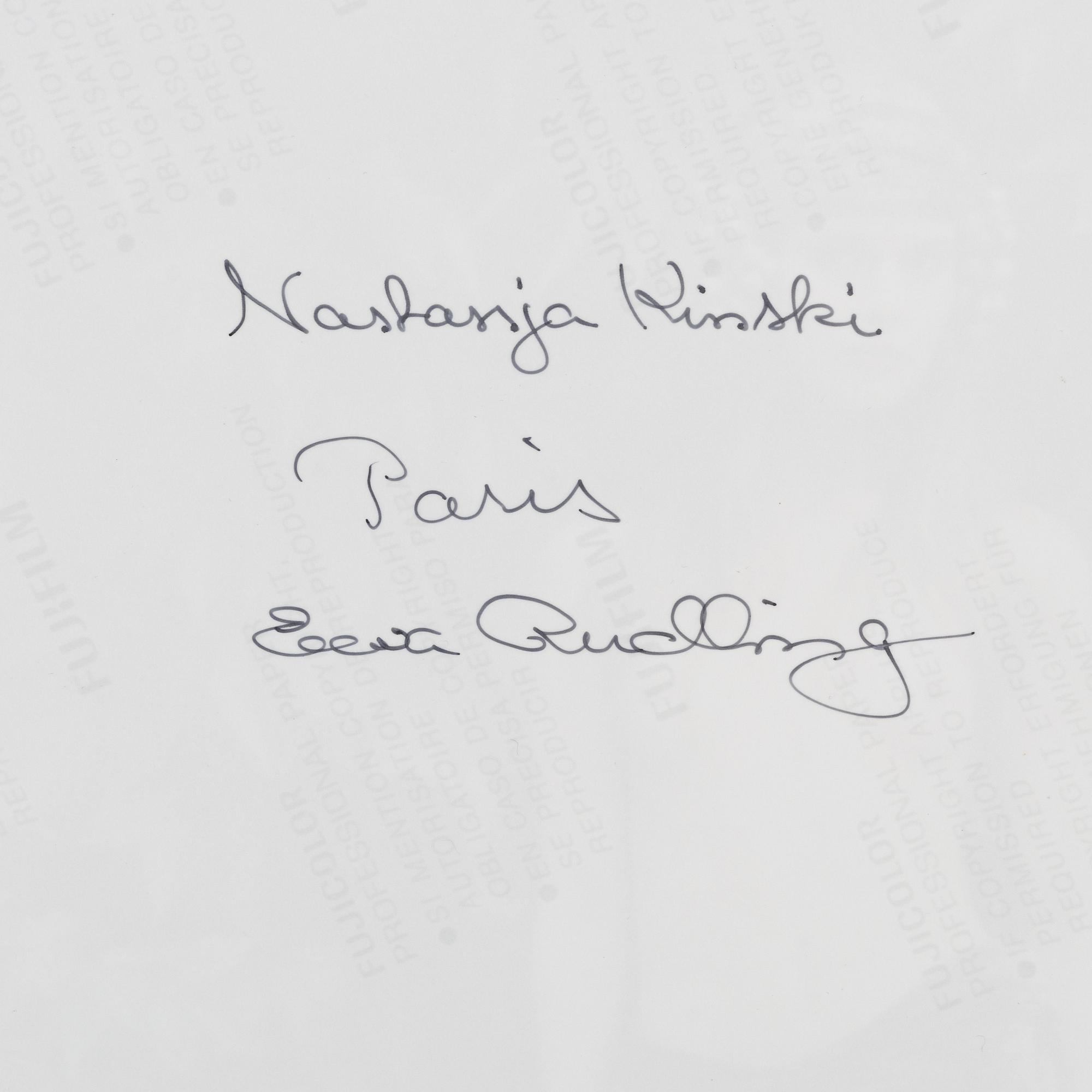 Ewa Rudling, fotografi av Nastassja Kinski, signerad.