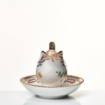 A Royal Copenhagen 'Flora Danica' sauce boat, Denmark, 20th Century.