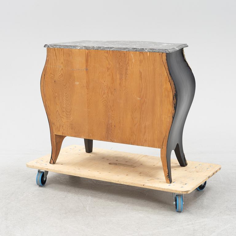 A painted Rococo style chest of drawers, mid 20th Century.