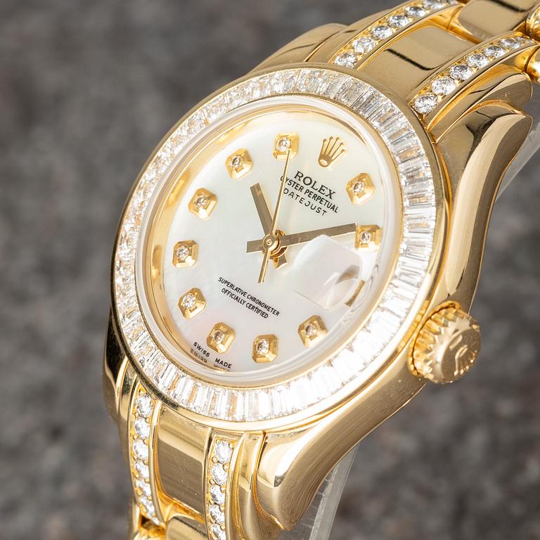 Rolex, Datejust, Pearlmaster, "Baguette Bezel", "Diamond-Set Bracelet", "MOP Dial", ca 1995.