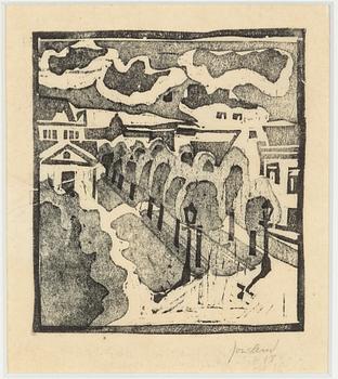 John Jon-And, träsnitt, signerad och daterad -15.