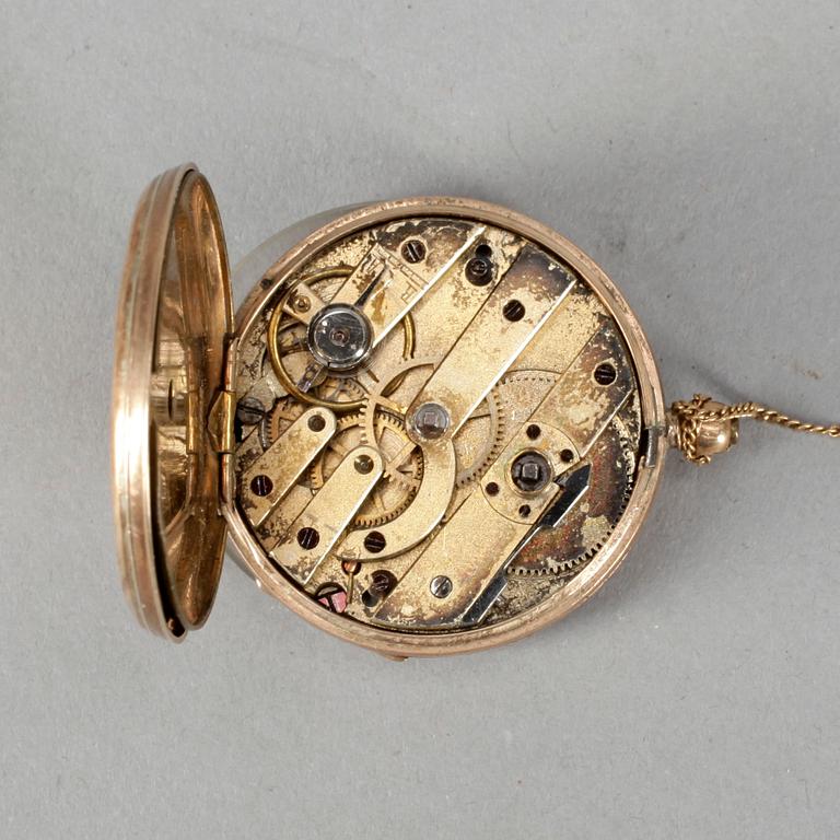 FICKUR i ASK, 14K guld, Culindre, sent 1800-tal/tidigt 1900-tal.