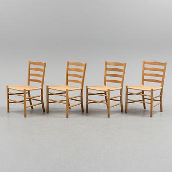 KAARE KLINT, four oak 'Kirkestolen' from Fritz Hansen, Denmark.