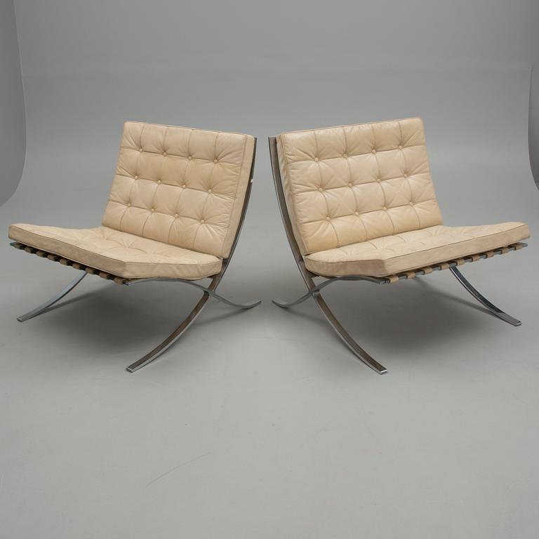 FÅTÖLJER, ett par, "Barcelona", Mies van der Rohe, 1960-tal.