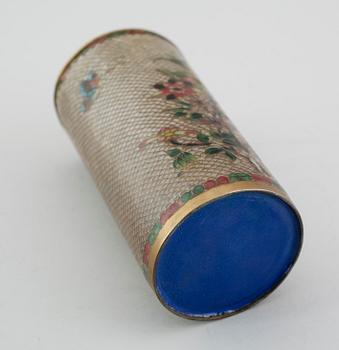 PENSELVAS, glas, mässing och emalj, 1800-tal.