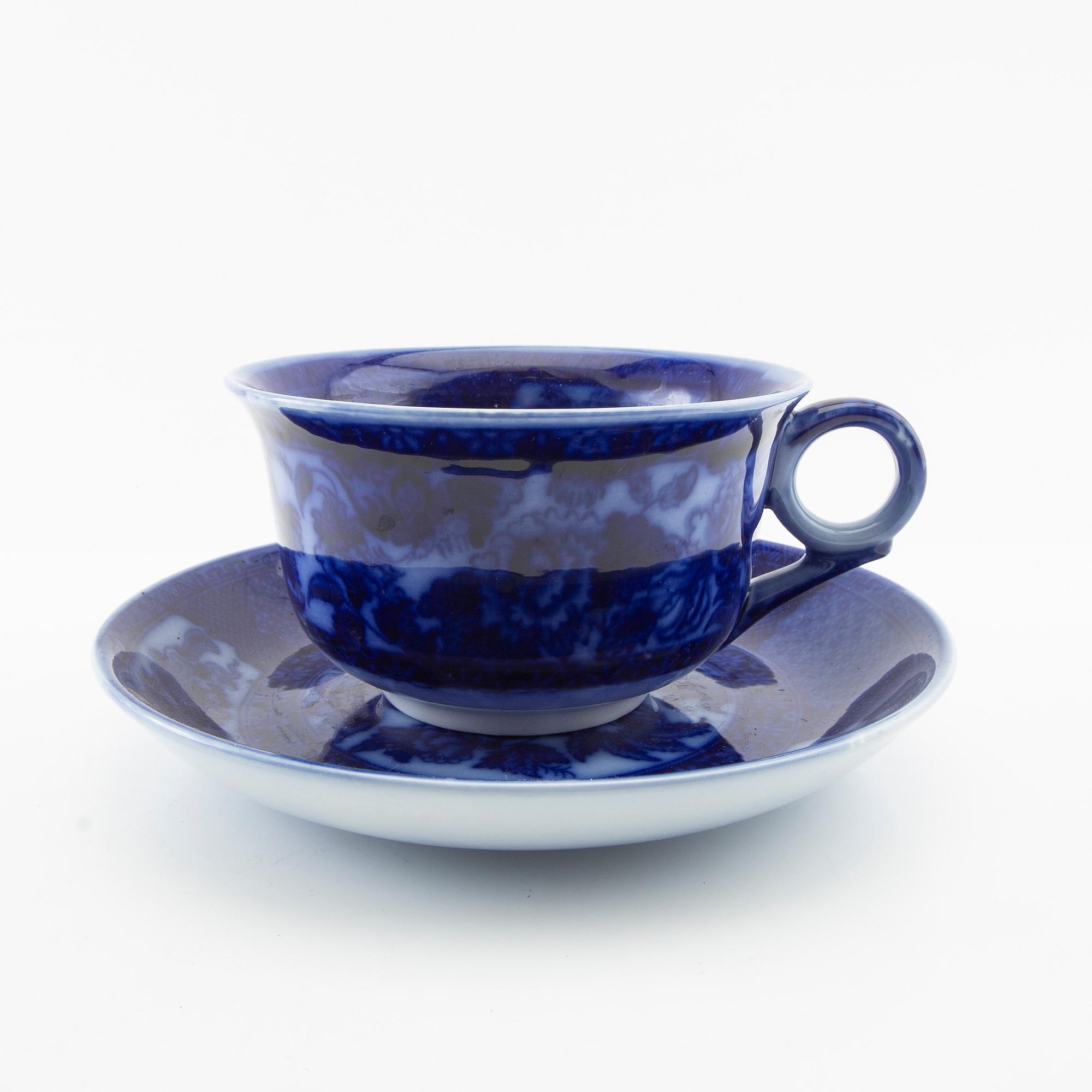 Tea cups 7 + 1 pcs "Willow" Gustavsberg first half of the 20th century stoneware.