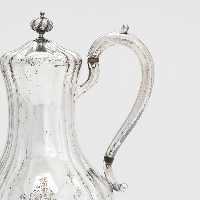 A mid 19th-century silver coffee pot, Moscow, Russia 1847. Unclear maker's mark.