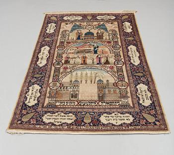 SEMI-ANTIQUE KASHAN FIGURAL PART SILK. 224,5 x 140,5 cm.