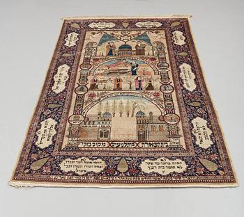 SEMI-ANTIQUE KASHAN FIGURAL PART SILK. 224,5 x 140,5 cm.