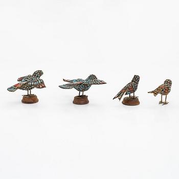 Figuriineja/ lintuja, 4 kpl, Kiina, vuosisadan vaihde 1900.