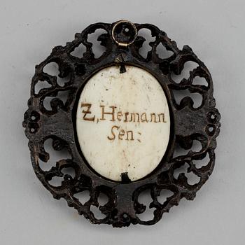 MINIATYR, ben, barock, 1700-tal.