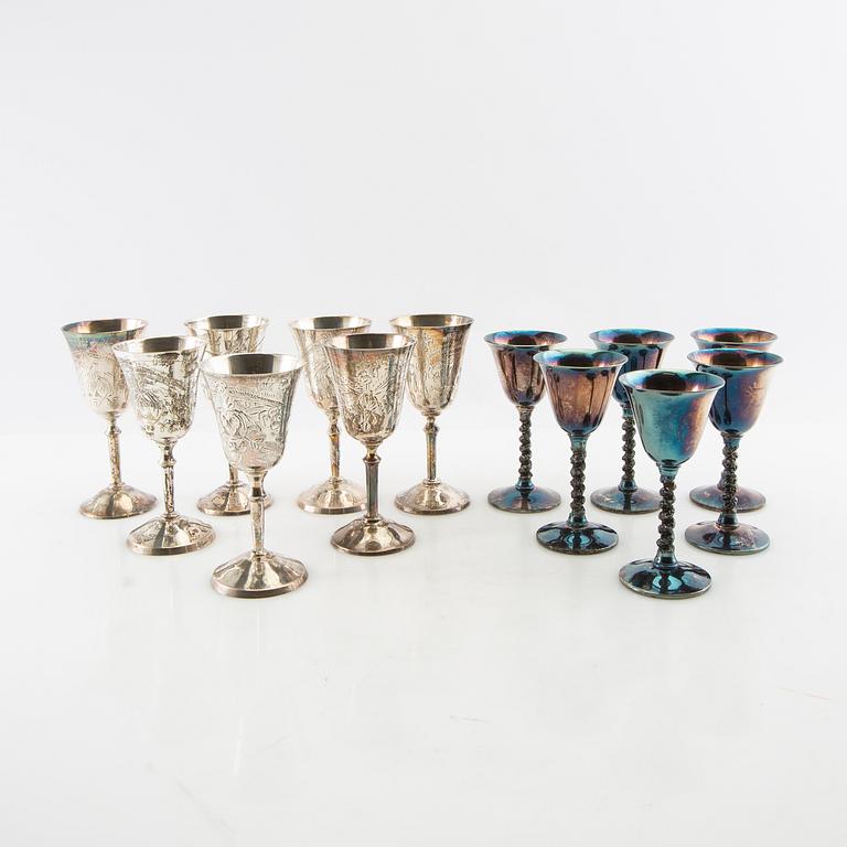 Cup 7+6 pcs first half of the 20th century, silver plate.