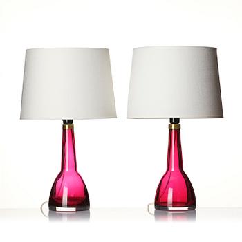 Carl Fagerlund, a pair of table lamps model "RD 1321", Orrefors, 1950s-60s.