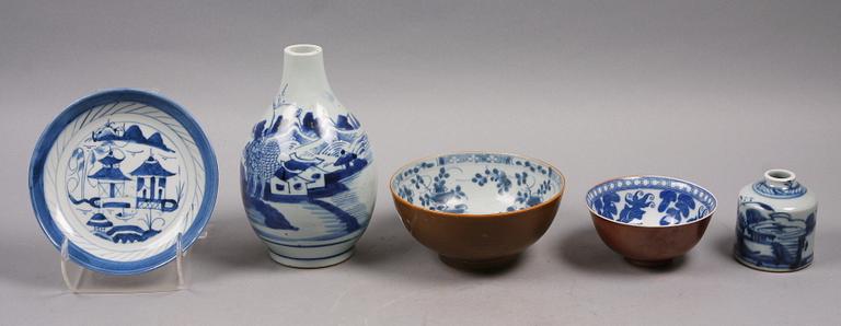 PARTI KINAPORSLIN, 5 delar, 1700-1900-tal.