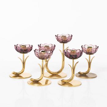 Gunnar Ander, candle holders 7 pcs, Ystad Metall. 20th century, second half.