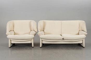 A VICO MAGISTRETTI "PORTOVENERE" SOFA AND ARMCHAIR, Cassina late 20th century.