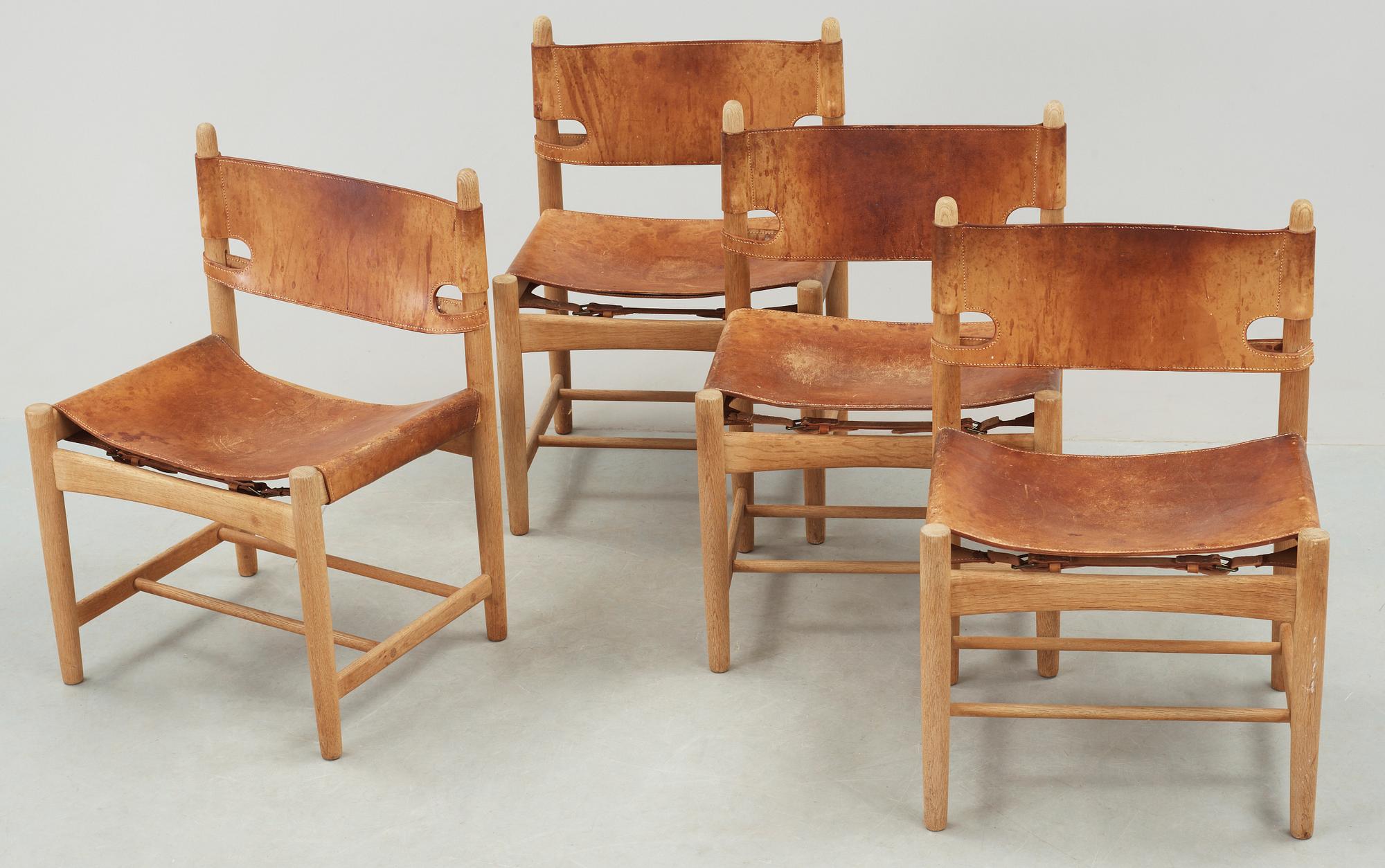 STOLAR, 4st, modell 3237, Borge Mogensen, Frederica Möbler, Danmark. Formgiven 1964.