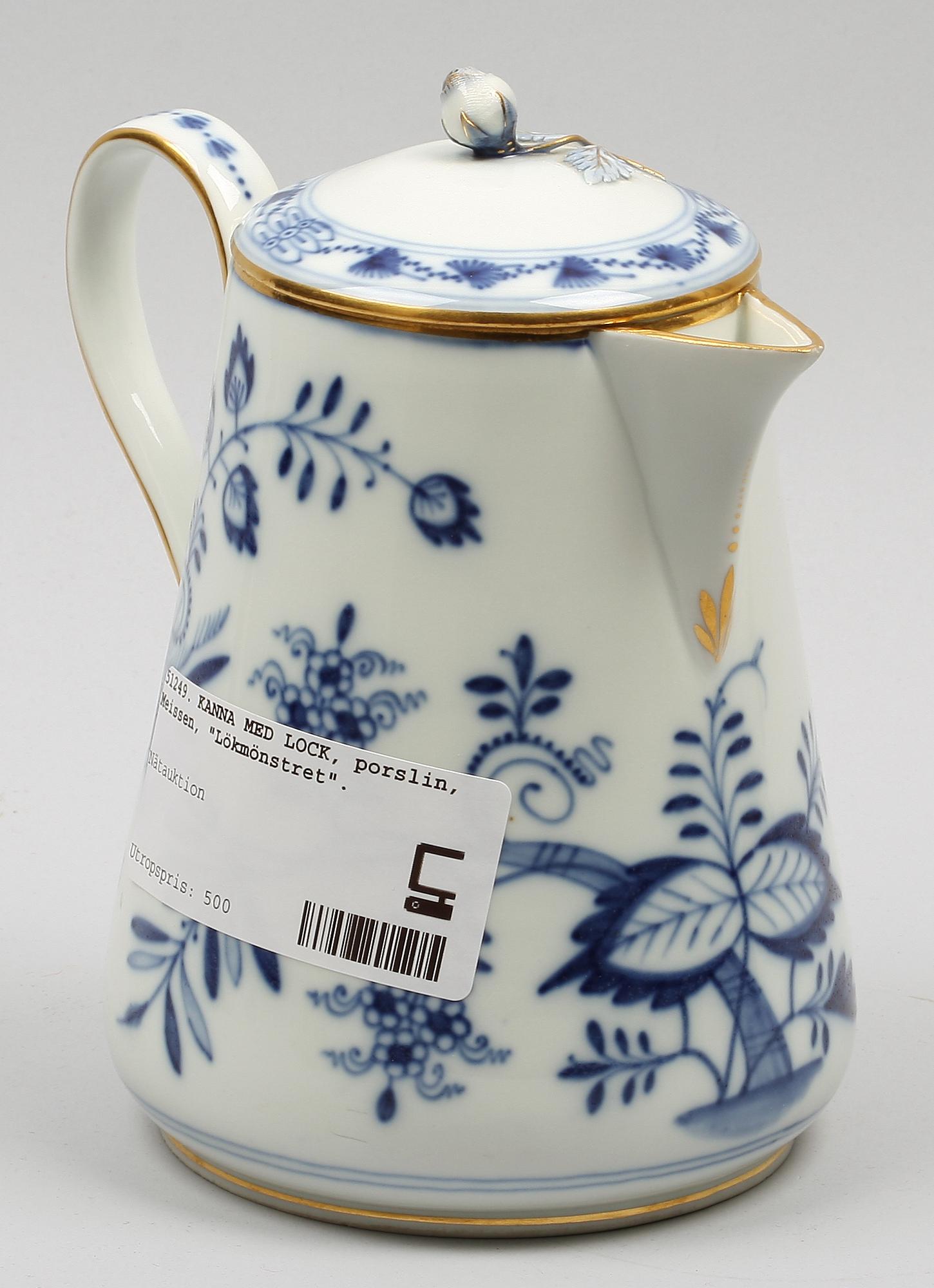 KANNA MED LOCK, porslin, Meissen, "Lökmönstret".