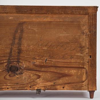 A Northern European mahogany miniature commode, early 19th century.