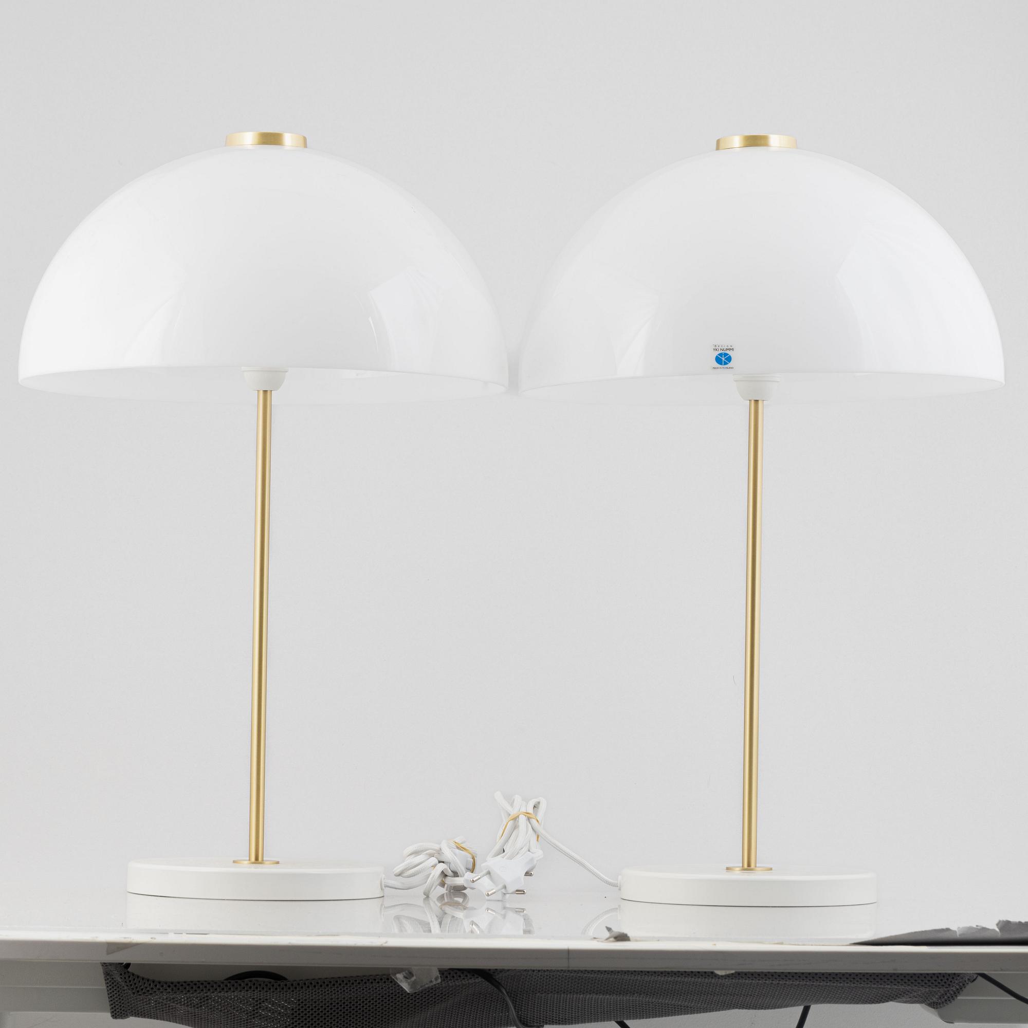 Yki Nummi, a pair of "Kupoli" table lamps from Innolux, Finland, 21st century.