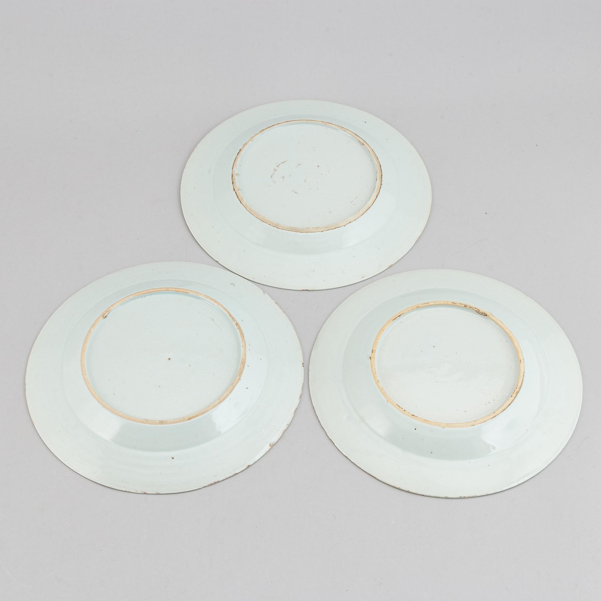 TALLRIKAR, 6 st, kompaniporslin. Qingdynastin, Qianlong (1736-95).