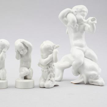 FIGURINER, 8 delar, porslin, Svend Lindhart, Bing & Gröndahl, Danmark.