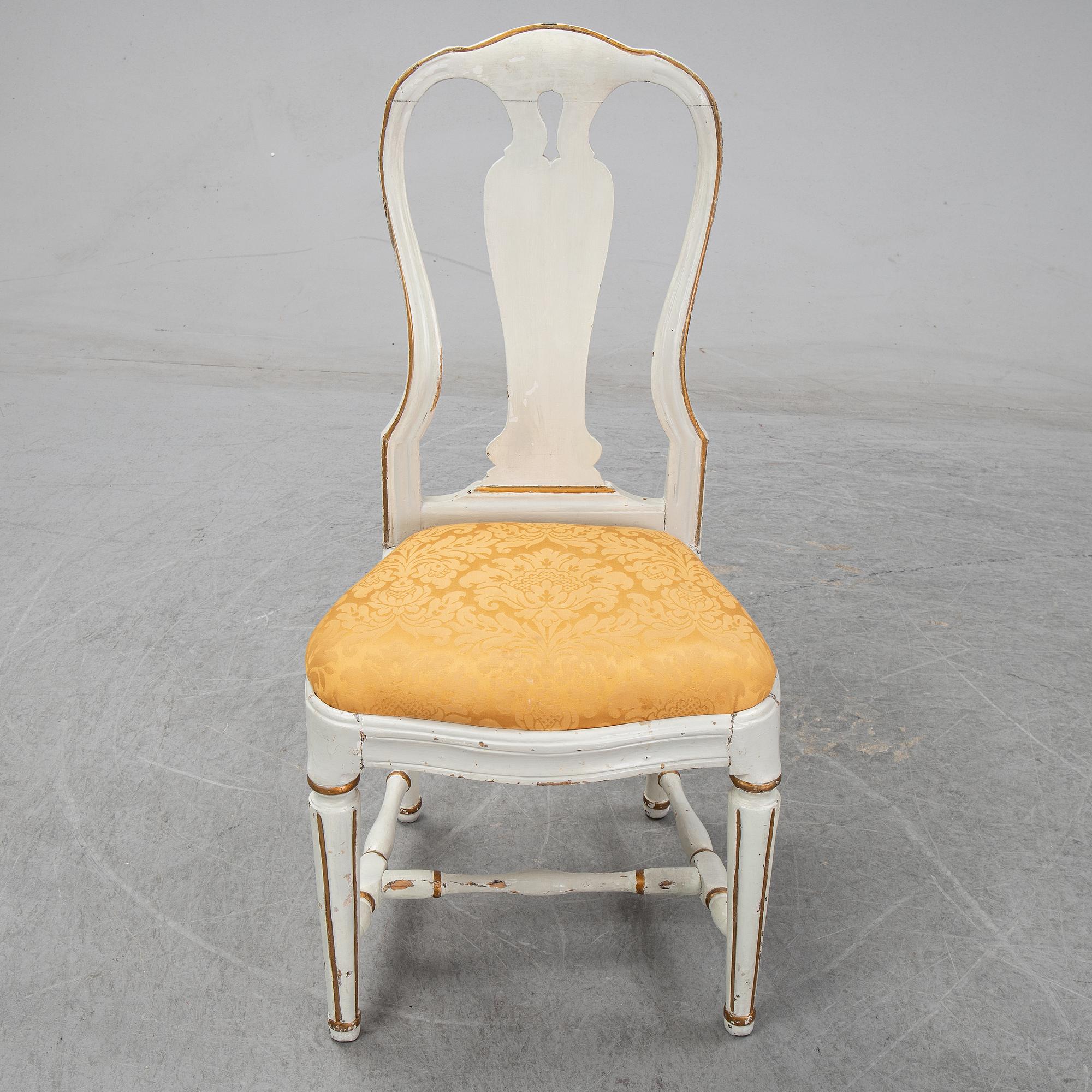 A set of three Swedish rococo / gustavian chairs, second half of the 18th century.