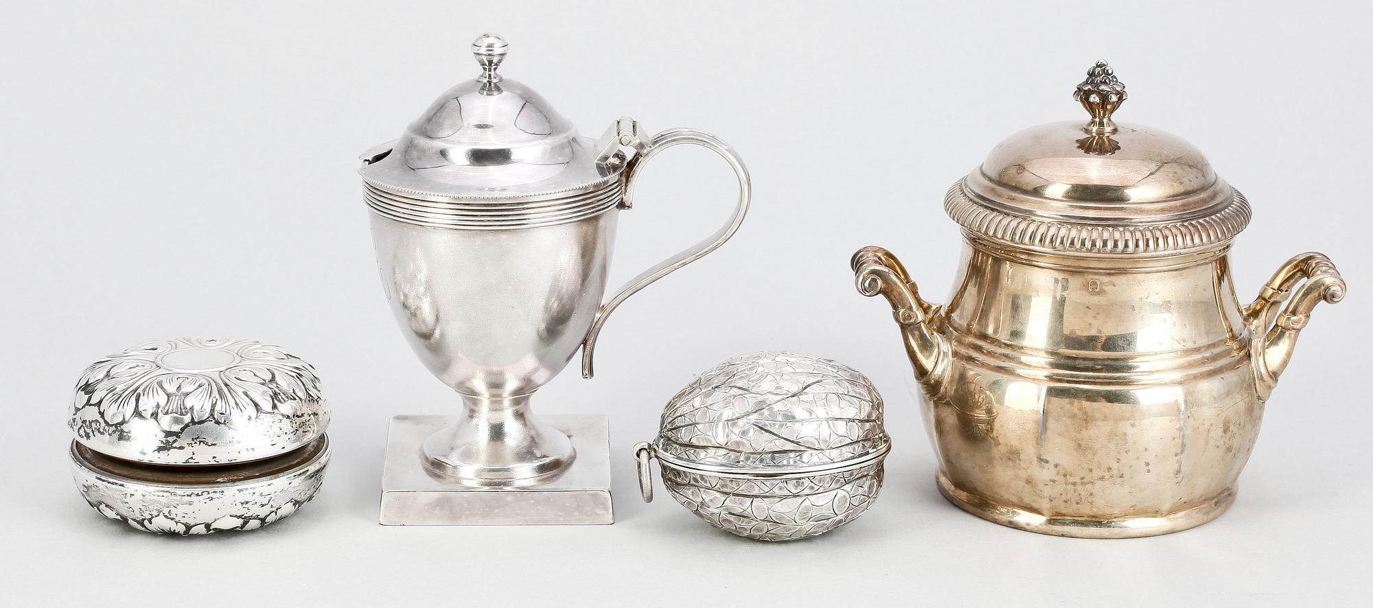 PARTI SILVER, 3 delar, bla Frankrike, England 1800/1900-tal. Totalvikt ca 353 gr.