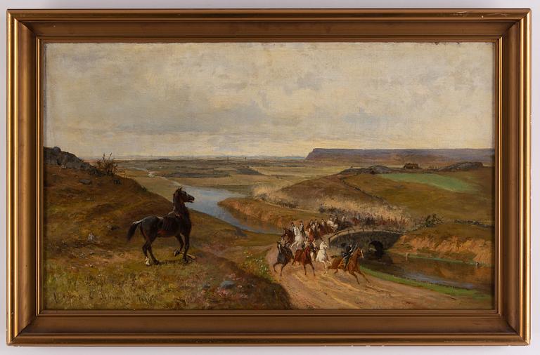 Olof Hermelin & Johan Georg Arsenius, oil on canvas, signed and dated 1886.