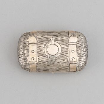 A Russian silver cigarette-case, marked EB, 1883.