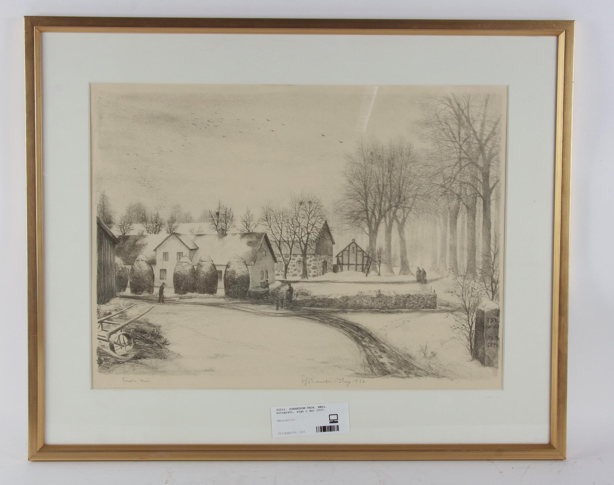 JOHANSSON-THOR, EMIL. Litografi, sign o dat 1937.