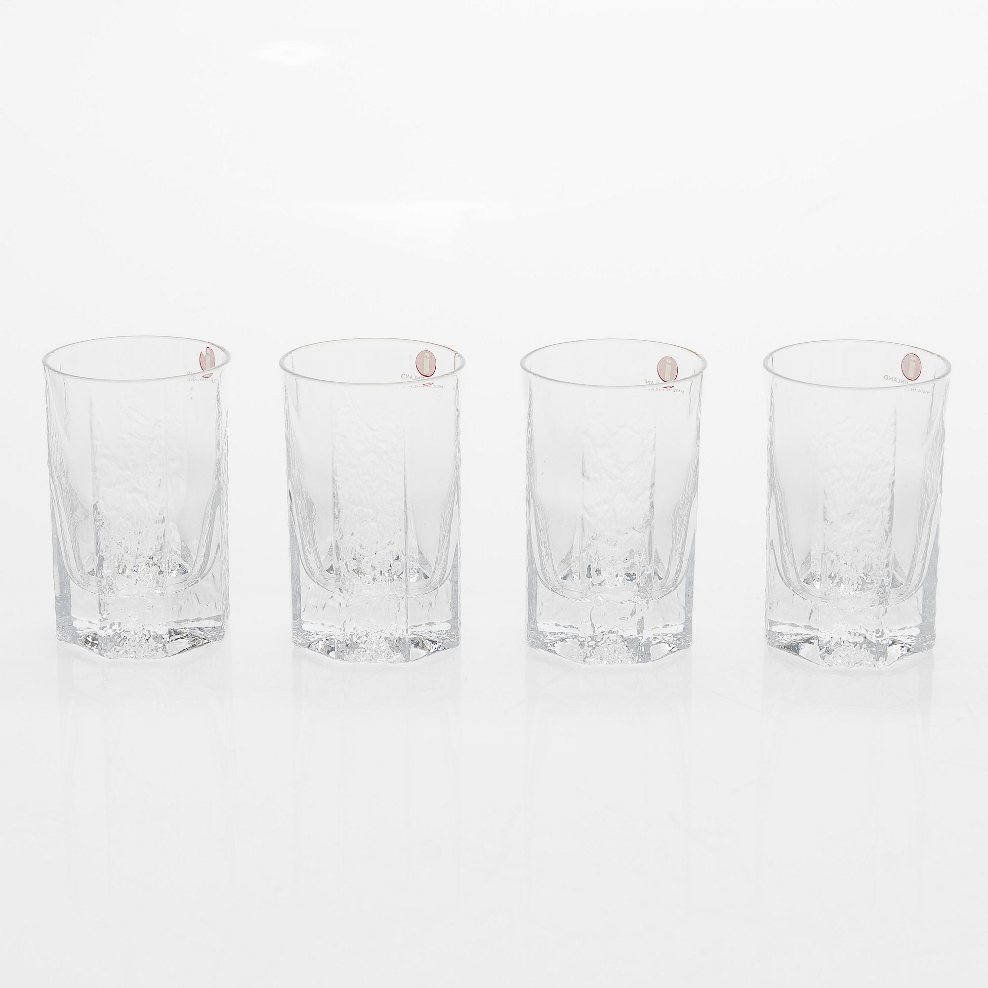 Timo Sarpaneva, snapsglas, 4 st, "Kalinka", i originallåda. Iittala.