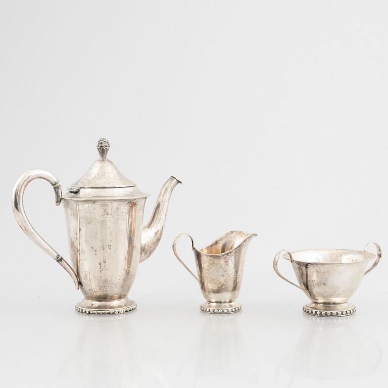 Kaffeservis, 3 delar, silver, MGAB, Uppsala 1934-1936.