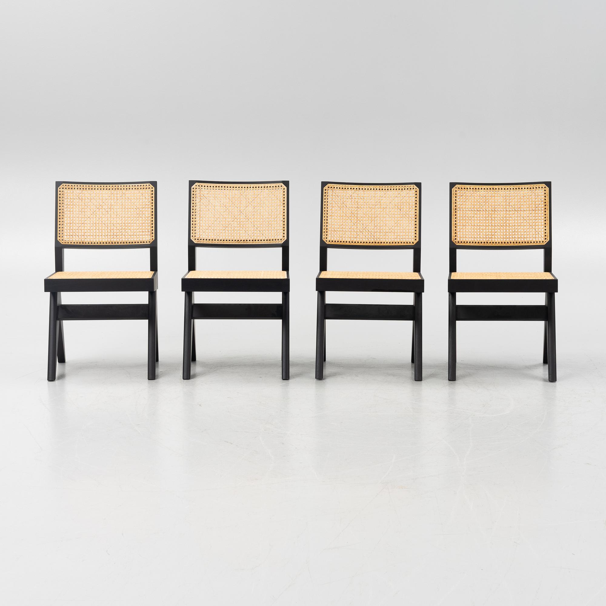 Pierre Jeanneret, four '005 Capitol Complex' chairs, Cassina.
