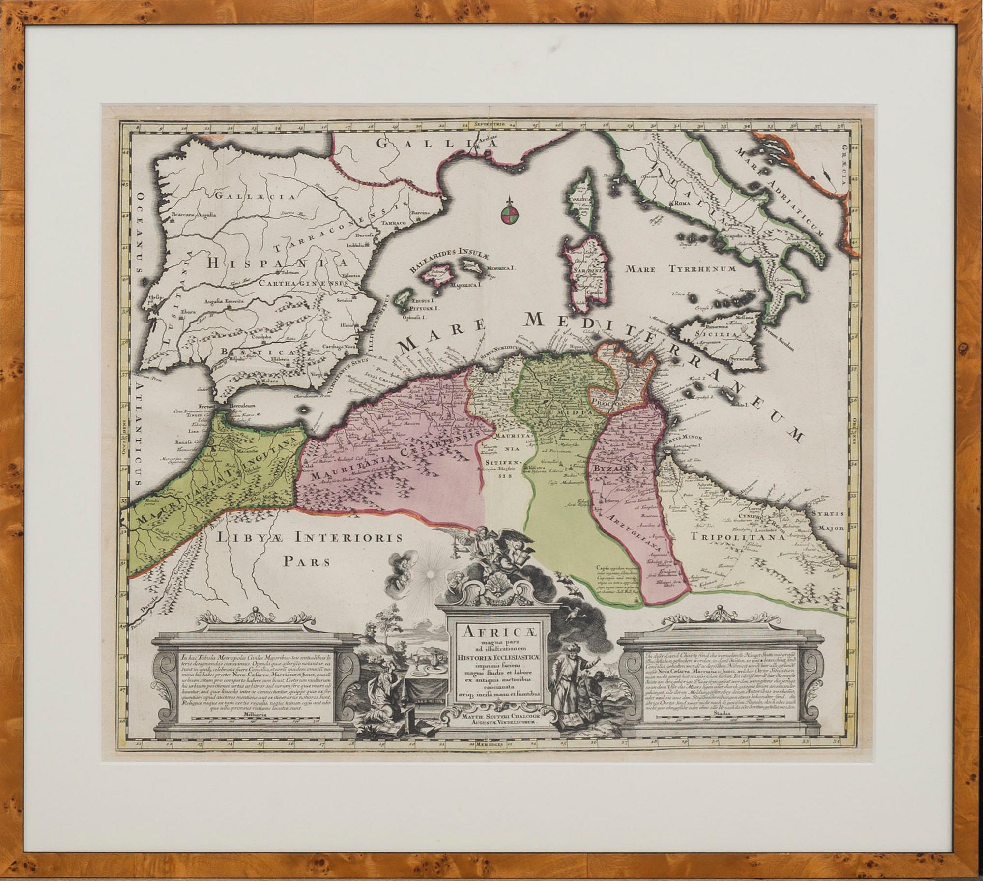 Matthias Seutter, map, copper engraving, "Africa magna pars ad illustrationem historiae ecclesiasticae...",1720.