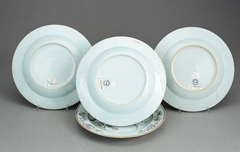 TALLRIKAR, 4 st, porslin, Kina, Yongzheng, (1723-35).