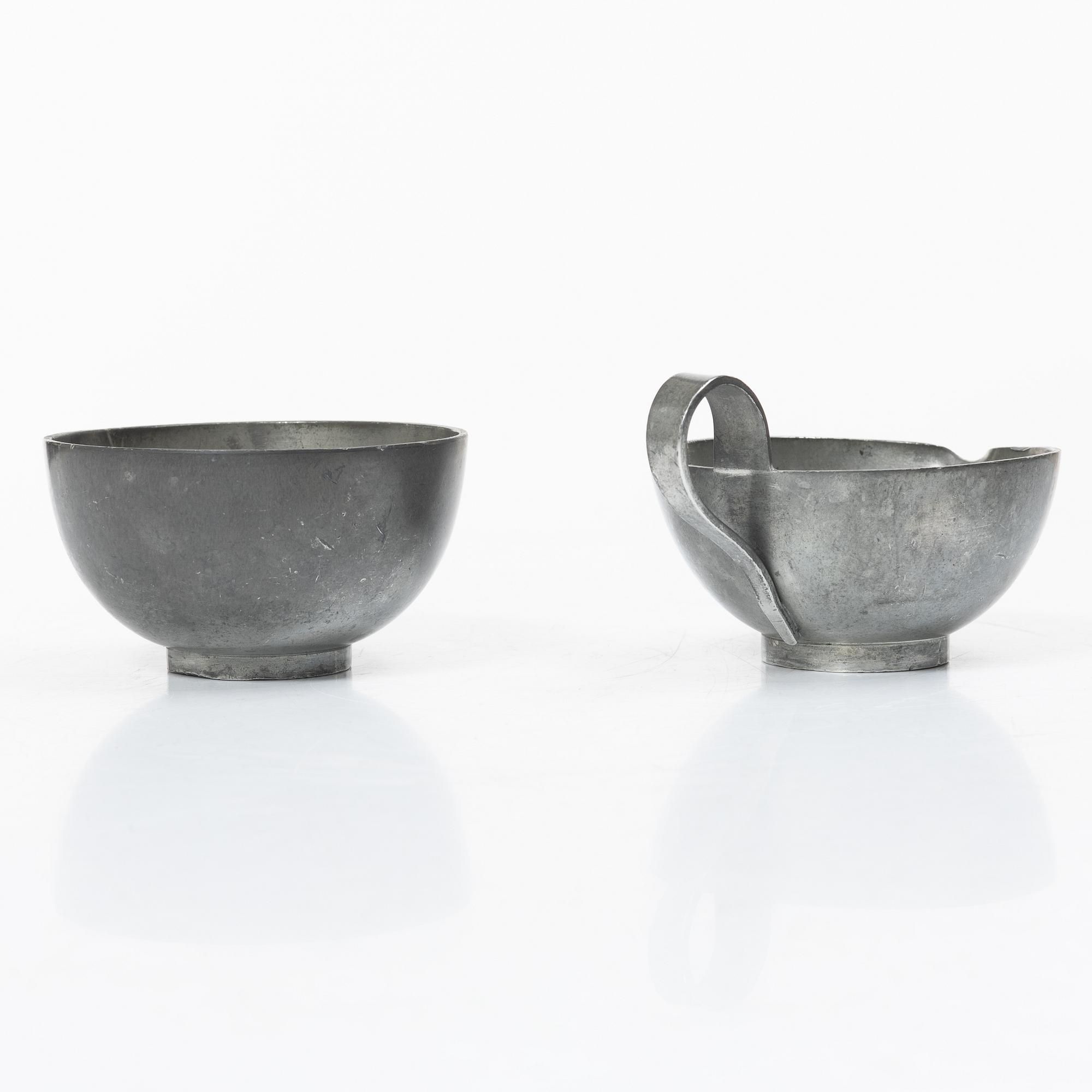 Firma Svenskt Tenn, sugar bowl and cream jug, Stockholm, 1953-54.