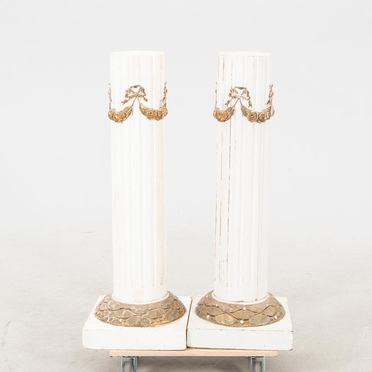 A pair of Gustavian style wooden pedestals first half of the 20th century.