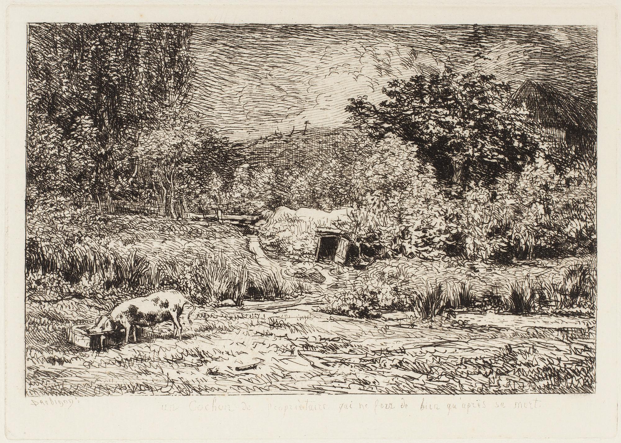 CHARLES FRANCOIS DAUBIGNY, etsningar, 2 st, en signerad i plåten.