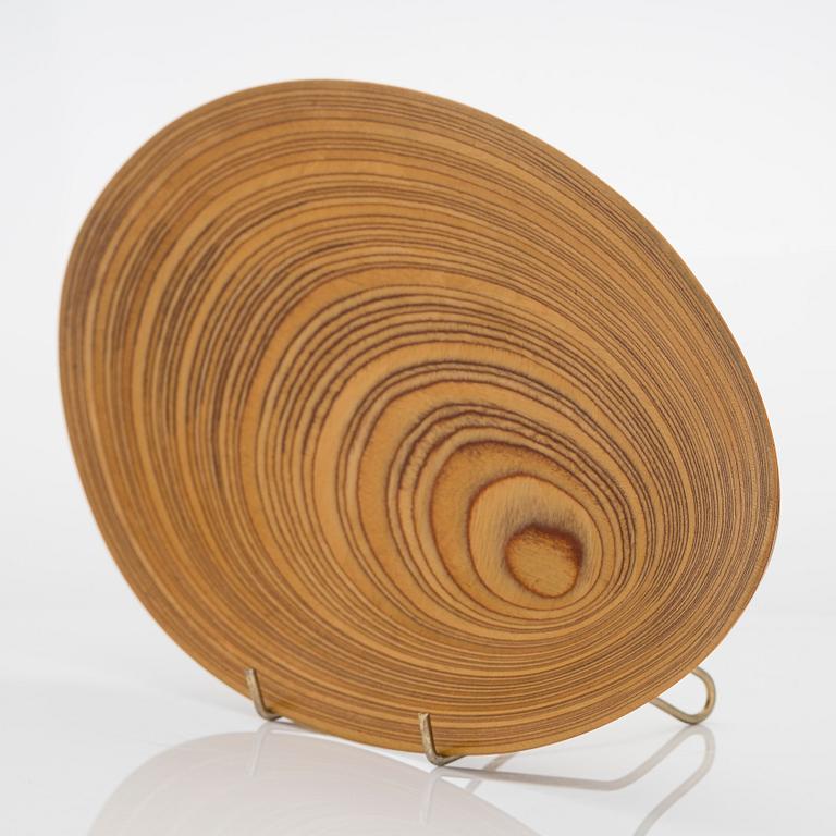 Tapio Wirkkala, a plywood dish, signed TW.