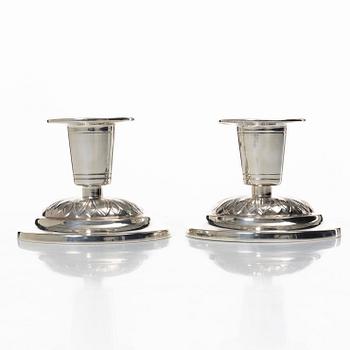 W.A. Bolin, ljusstakar, ett par, silver, Stockholm, 1947.